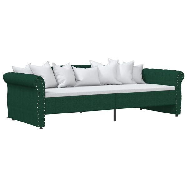 vidaXL Dormeuse con Presa USB Verde Scuro in Tessuto 90x200 cm