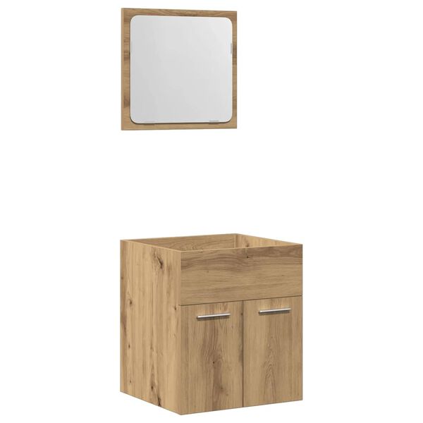 vidaXL Set Mobili da Bagno 2 pz Rovere Artigianale Legno Multistrato