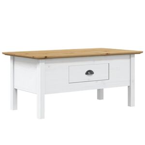 vidaXL Tavolino BODO 100x55x46 cm Legno Massello Pino Bianco e Marrone