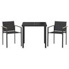 vidaXL Set di Mobili da Esterno 3 pcs Nero e antracite 80 x 80 x 73 cm
