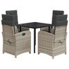 vidaXL Set Pranzo da Giardino 5pz con Cuscini Grigio Chiaro Polyrattan