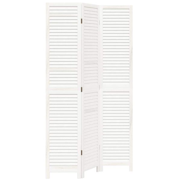 vidaXL Divisorio Ambienti 3Pannelli Bianco Legno Massello di Paulownia