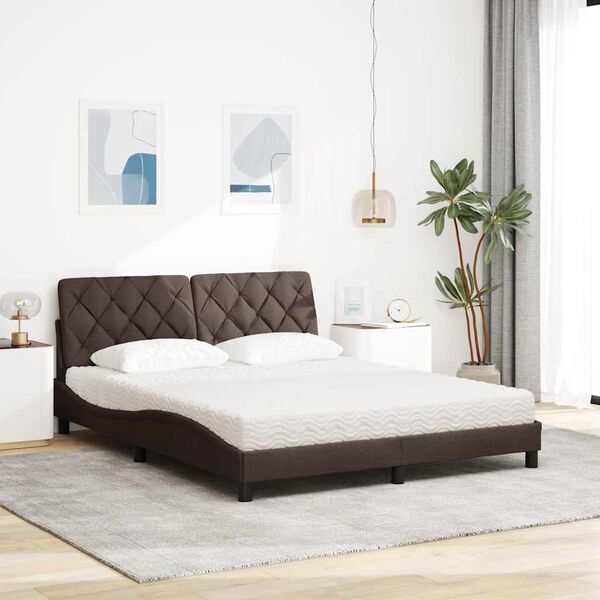 vidaXL Letto con Materasso Marrone Scuro 160x200cm Tessuto