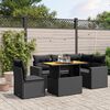 vidaXL Set Divano da Giardino 6 pz con Cuscini Nero in Polyrattan