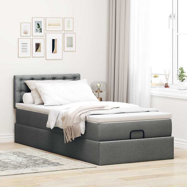 vidaXL Struttura Letto Pouf con Materasso 100x200 cm in Tessuto