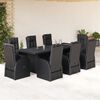 vidaXL Set da Pranzo da Giardino 9 pz con Cuscini Nero in Polyrattan
