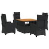 vidaXL Set da Pranzo da Giardino 5 pz Nero con Cuscini in Polyrattan