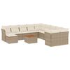 vidaXL Set Divani da Giardino 12 pz con Cuscini Beige in Polyrattan