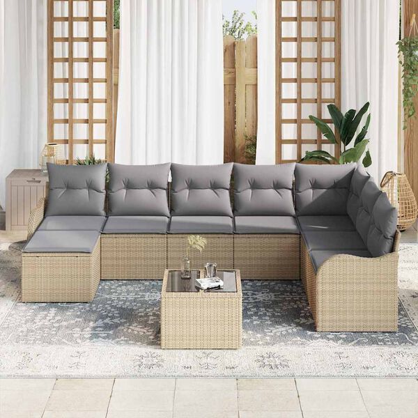 vidaXL Set Divano da Giardino Beige polyrattan