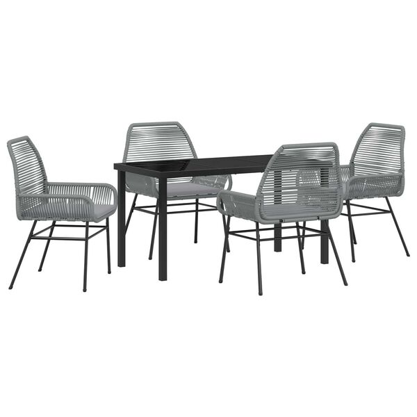 vidaXL Set da Pranzo per Giardino con cuscino 5 pcs Grigio polyrattan