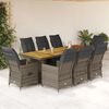 vidaXL Set Bistr&ograve; da Giardino 9 pz con Cuscini in Polyrattan Grigio