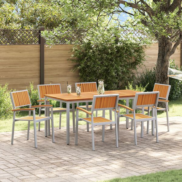 vidaXL Set da Pranzo per Giardino 7 pcs Grigio