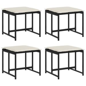 vidaXL Sgabelli da Giardino con Cuscini 4 pz Neri in Polyrattan