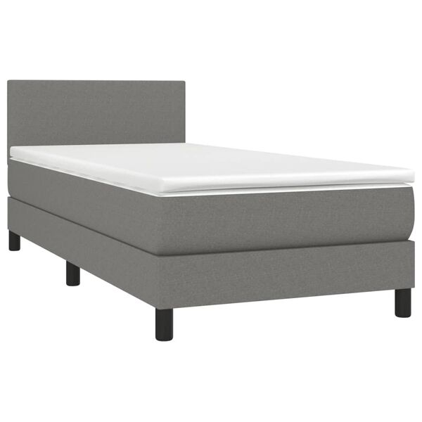 vidaXL Letto a Molle Materasso e LED Grigio Scuro 100x200cm in Tessuto