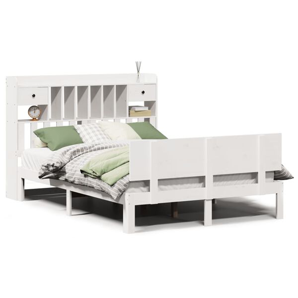 vidaXL Letto Libreria senza Materasso Bianco 140x190 cm Legno di Pino