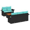 vidaXL Set Divano da Giardino 6 pz 5-Numero di posti Nero e Turchese