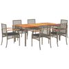 vidaXL Set da Pranzo da Giardino 7 pz con Cuscini in Polyrattan Grigio