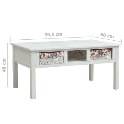 vidaXL Tavolino da Caffè Bianco 99,5x60x48 cm in Legno