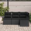 vidaXL Set Divano da Giardino con archiviazione 4 pcs Nero polyrattan
