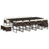 vidaXL Set da Pranzo da Giardino 15 pz con Cuscini Marrone Polyrattan