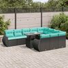 vidaXL Set Divani da Giardino 11 pz con Cuscini Polyrattan Acacia Nero
