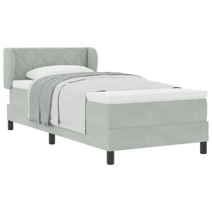 vidaXL Letto a molle con materasso Grigio chiaro 90 x 200 cm Velluto