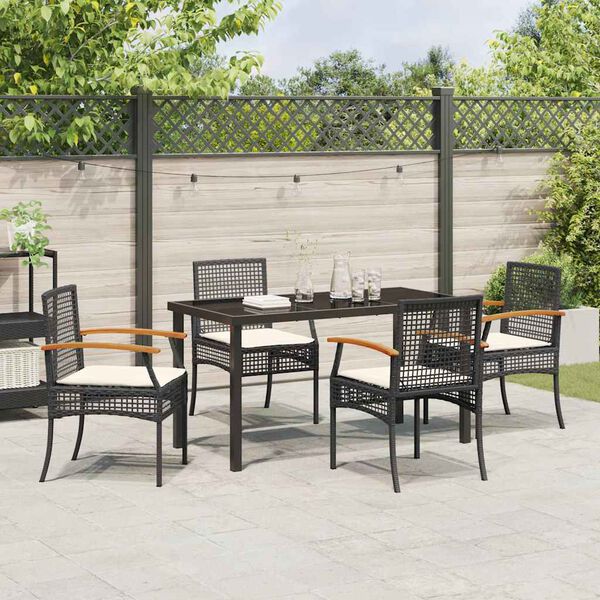 vidaXL Set da Pranzo per Giardino 5 pcs Nero polyrattan