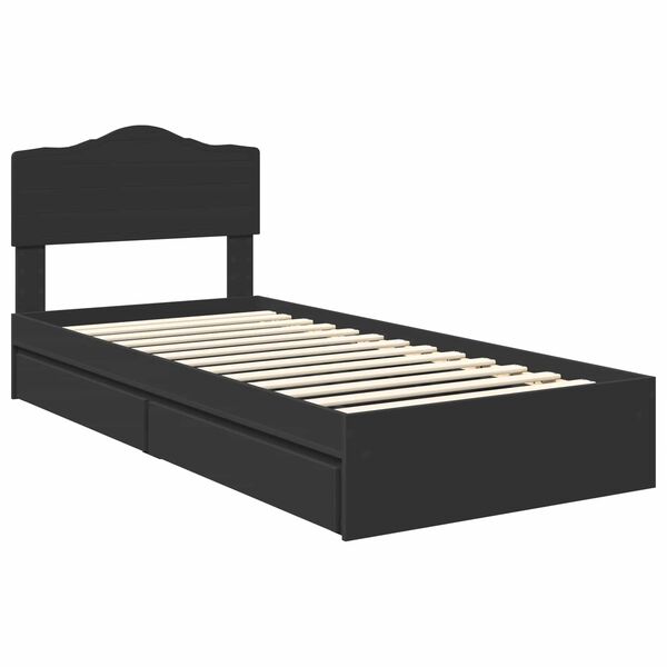 vidaXL Letto con Contenitore Nero 100 x 200 cm Legno multistrato