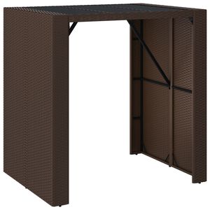 vidaXL Tavolo Bar con Piano in Vetro Marrone 105x80x110 cm Polyrattan