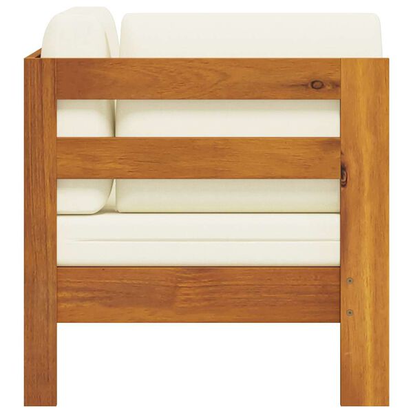 vidaXL Divano Angolare con Cuscini Bianco Crema in Massello di Acacia