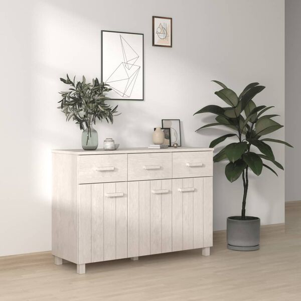 vidaXL Credenza HAMAR Bianca 113x40x80 cm in Legno Massello di Pino