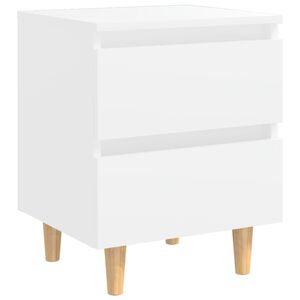 vidaXL Comodino con Gambe in Pino Massello Bianco 40x35x50 cm