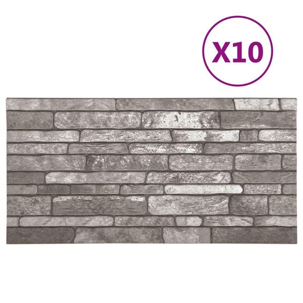 vidaXL Pannelli da parete 10 pcs Grigio Scuro 100 x 50 cm Schiuma EPS