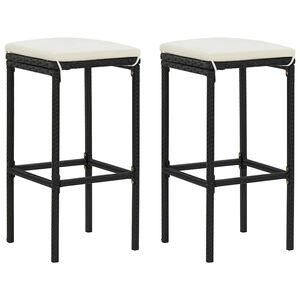 vidaXL Sgabelli da Bar con Cuscini 2 pz Neri in Polyrattan