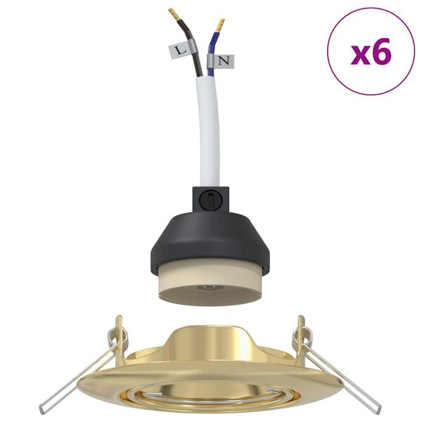 vidaXL Spotlight 6 pcs Oro 9 x 9 x 2.5 cm Metallo