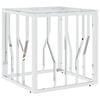 vidaXL Tavolino da Salotto Argento 50x50x50 cm in Acciaio Inox e Vetro