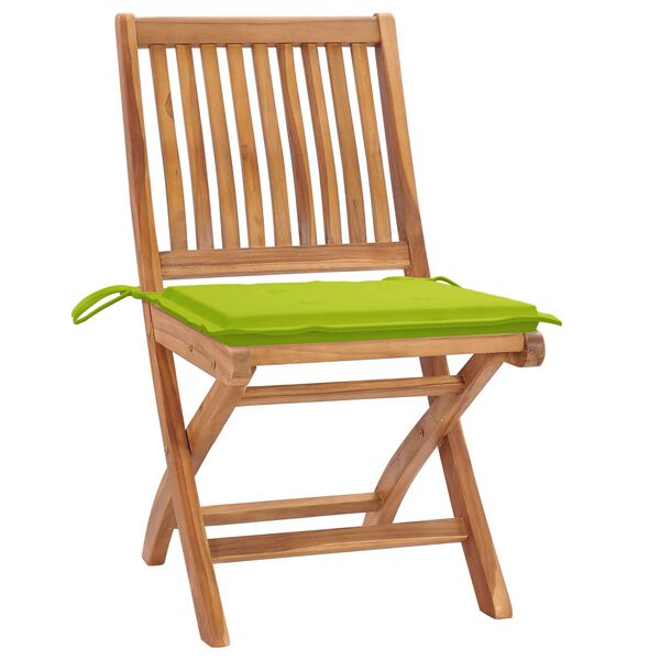 vidaXL Sedie Giardino 2 pz e Cuscini Verde Brillante Massello di Teak