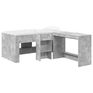 vidaXL Letto alto per bambini con scrivania 2 pz Grigio Cemento