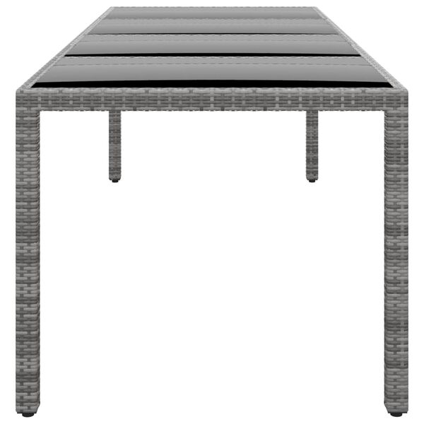 vidaXL Tavolo Giardino Grigio 250x100x75cm Vetro Temperato Polyrattan