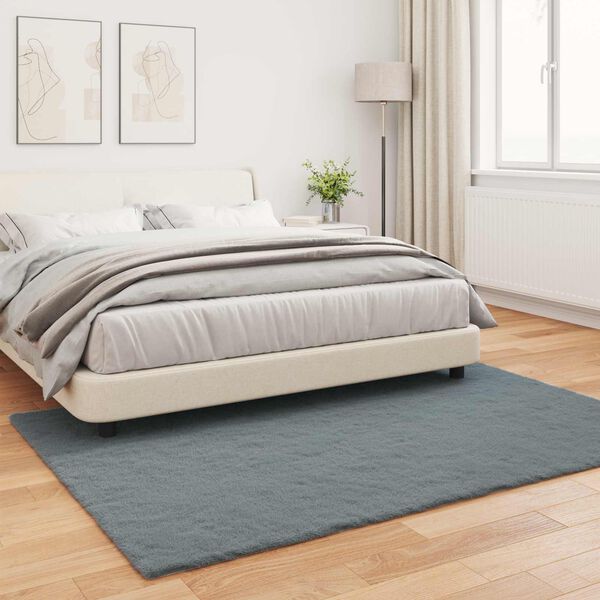 vidaXL Tappeto in Pelliccia Sintetica di Coniglio Olite Antracite