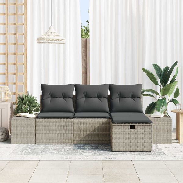 vidaXL Set di divani con cuscino 4 pcs polyrattan