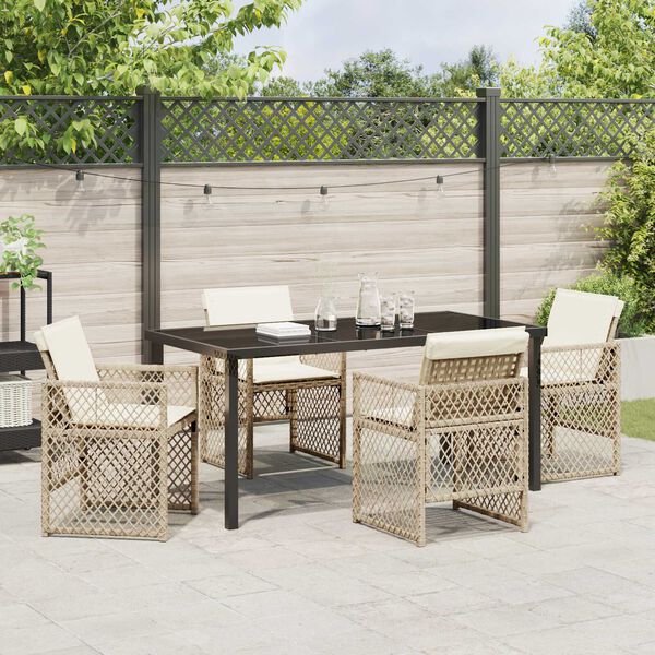 vidaXL Set da Pranzo per Giardino 5 pcs Beige polyrattan