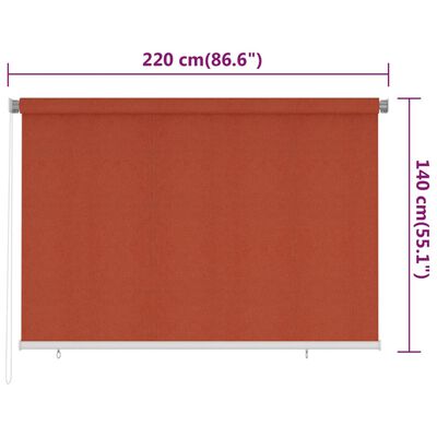 vidaXL Tenda a Rullo per Esterni 220x140 cm Terracotta HDPE