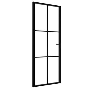 vidaXL Porta da Interno ESG Vetro e Alluminio 76x201,5 cm Nera