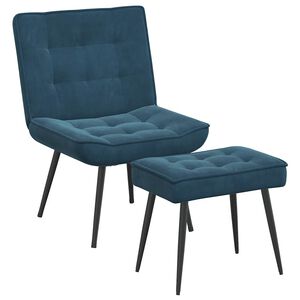 vidaXL Poltrona Relax con Poggiapiedi Blu in Velluto