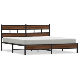 vidaXL Giroletto senza Materaso in Metallo Rovere Marrone 180x200 cm