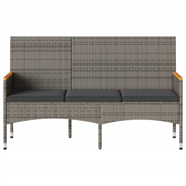 vidaXL Panca da Giardino a 3 Posti con Cuscini Grigia in Polyrattan