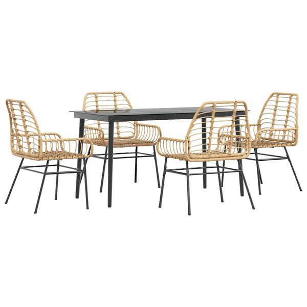 vidaXL Set da Pranzo da Giardino 5pz Polyrattan Vetro