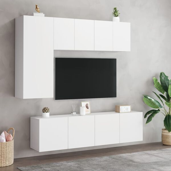 vidaXL Mobili TV a Parete 2pz Bianchi 60x30x41 cm