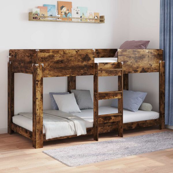 vidaXL Letto a Castello per Bambini Rovere fum&eacute; 100 x 190 cm